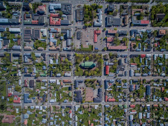 Ortokuva Uudenkaupungin ruutukaava-alueelta Ortokuva
